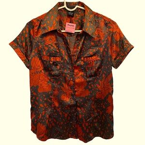 BCBG Max Azria blouse M spandex red black